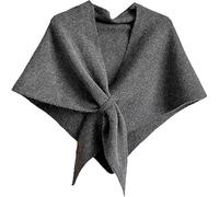 Generico Women's Solid Color triangle Shawl, Pashmina Knitted Wraps for Women, 16 styles Wraps Cardigan Cape for Daily Wear (Dark Grey)