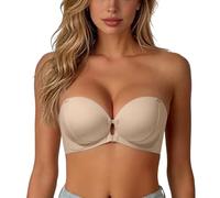 Generico Women's Strapless Front Closure Push-Up Bra No Underwire Wireless Bras Front Clasp Strapless Bra, Seamless Comfortable Padded Non Slip Tube Jelly Bras