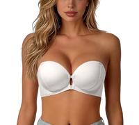 Generico Women's Strapless Front Closure Push-Up Bra No Underwire Wireless Bras Front Clasp Strapless Bra, Seamless Comfortable Padded Non Slip Tube Jelly Bras
