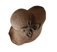 Generico Womens Straw Hats for Summer - 22.83 inch Multifunctional Retro Hand Woven Straw Hat | Ruffled Bow Elegant Crocheted Sun Hat | Foldable Breathable Beach Hats for Women. 180g.
