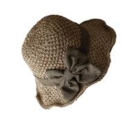 Generico Womens Straw Hats for Summer - 22.83 inch Multifunctional Retro Hand Woven Straw Hat | Ruffled Bow Elegant Crocheted Sun Hat | Foldable Breathable Beach Hats for Women. 180g.