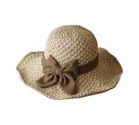 Generico Womens Straw Hats for Summer - UV Protection Wide Brim Folding | Handmade Straw Bucket Hat Bowknot | for Casual Outings