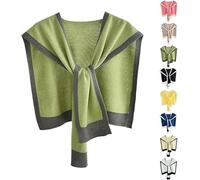 Generico Women's Stylish Colorblock Shawl, Casual Sweater Shawl Travel Scarf Cape, Knitted Sweater Crochet Coat Short