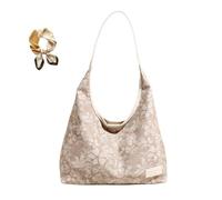Generico Women's Stylish Flowers Print Shoulder Bag,Retro Casual PU Handbag,Large Capacity Versatile Underarm Satchel with Pouch