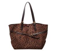 Generico Women's Suede Tote Shoulder Bag,Leopard Tote Bag,top handle Brown Vintage Hobo Bag Large Capacity,Leopard Shoulder Fall Trendy Handbag (Leopard print-A)