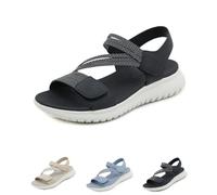 Generico Women's Summer Fisherman Sandals Adjustable Breathable arch support wedge Orthopedic with Arch Support for Beach Hiking for Women Casual Flat Sandals (Black,39)