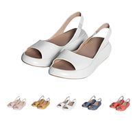 Generico Women's Summer Sandals Ultra-Comfy Casual Flat Orthotic Slippers for Shoes Platform Sandals Suitable For All Foot Shapes (White,40)