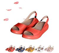 Generico Women's Ultra-Comfy Casual Flat Orthotic Sandals, Comfy SandalsShock-Absorbing Sole Summer Solid Fish Mouth Open (Orange,40)