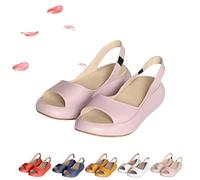 Generico Women's Ultra-Comfy Casual Flat Orthotic Sandals, Comfy SandalsShock-Absorbing Sole Summer Solid Fish Mouth Open (Pink,40)