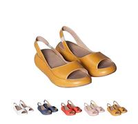 Generico Women's Ultra-Comfy Casual Flat Orthotic Shoes Slip on Casual Platform Sandals Suitable For All Foot Shapes (Yellow,36)