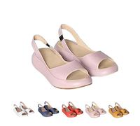 Generico Women's Ultra-Comfy Casual Flat Orthotic Shoes Slip on Casual Platform Sandals Suitable For All Foot Shapes (Pink,39)