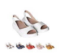 Generico Women's Ultra-Comfy Casual Flat Orthotic Shoes Slip on Casual Platform Sandals Suitable For All Foot Shapes (White,37)