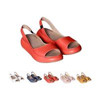 Generico Women's Ultra-Comfy Casual Flat Orthotic Shoes Slip on Casual Platform Sandals Suitable For All Foot Shapes (Red,38)