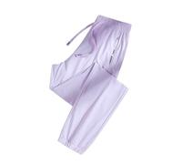 Generico Women's Ultra Stretch Ice Silk Comfort Casual Pants - Ice Silk Pants, Comfortable High-Waisted Active Trousers (Light Purple - Jogger,10x)