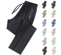 Generico Women's Ultra Stretch Ice Silk Comfort Casual Pants - Ice Silk Pants, Comfortable High-Waisted Active Trousers (Black - Straight,3X)