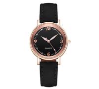 Genérico Women's Vintage Leather Strap Watch - Gold-Toned Round