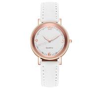 Genérico Women's Vintage Leather Strap Watch - Gold-Toned Round