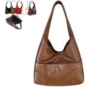 Generico Women's Vintage Shoulder Bag, Large Capacity Soft Vegan Leather Casual Tote, Stylish Everyday Handbag (Brown,Magnetic)