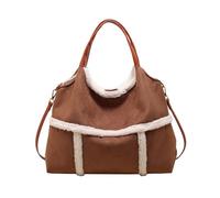 Generico Women's Vintage Suede Tote Bag,Fall Winter Large Capacity Shoulder Crossbody,Chic Trendy Handbag for Daily Use (Brown)