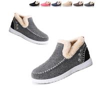 Generico Women's Winter Plush Lined Flat Shoes - Cozy Non-Slip Ankle Booties with Orthopedic Arch Support, Warm Indoor Outdoor Slippers (4,37)