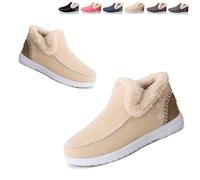 Generico Women's Winter Plush Lined Flat Shoes - Cozy Non-Slip Ankle Booties with Orthopedic Arch Support, Warm Indoor Outdoor Slippers (2,44)