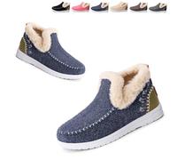 Generico Women's Winter Plush Lined Flat Shoes - Cozy Non-Slip Ankle Booties with Orthopedic Arch Support, Warm Indoor Outdoor Slippers (1,41)
