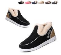 Generico Women's Winter Plush Lined Flat Shoes - Cozy Non-Slip Ankle Booties with Orthopedic Arch Support, Warm Indoor Outdoor Slippers (5,37)