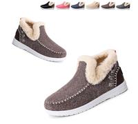 Generico Women's Winter Plush Lined Flat Shoes - Cozy Non-Slip Ankle Booties with Orthopedic Arch Support, Warm Indoor Outdoor Slippers (3,45)