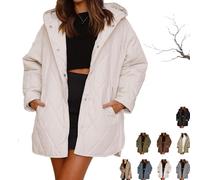 Generico Women's Winter Trendy Lightweight Hooded Quilted Jacket,Women Casual Warm Long Sleeve Oversized Jackets for women to keep warm (A,S)