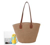 Generico Womens Woven Bag - Straw Weaving Medium Size | Fashionable Shoulder Handbag | Portable Multifunctional Pouch Tote For Girls Everyday Use Beach Vacation Travel Summer Parties