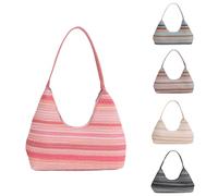 Generico Women's woven handbag,Straw Bags for Women with Tassels Ethnic Style,Slouchy Hobo Shoulder Crossbody Bag Boho Purses and Handbags Tote (A)