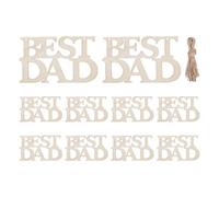 Generico Wood Crafts, Self Build Tags, Dad Decorations, Unfinished Wooden Cutouts, Creative Gift Idea, Birthday Party Use, Size 4.72x2.83 Inches, Natural Brown Color, 10 Pieces with Strings