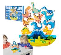 Generico Wood Dinosaur Blocks - Stacking Playset, STEM Balance Game | Preschool Learning Building Set Wooden Dinosaur Toys, Interactive Educational Activity, Stack High Training For