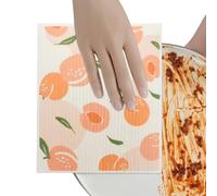 Generico Wood Pulp Cotton Dishcloth | 7 Inch, Absorbent & Fast Drying, Cartoon Fruit Print | Kitchen Washcloth | Non-Scratch Scrubber For Dishes, Countertops