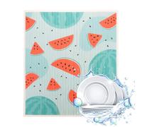 Generico Wood Pulp Cotton Dishcloth | 7 Inch, Absorbent & Fast Drying, Cartoon Fruit Print | Kitchen Washcloth | Non-Scratch Scrubber For Dishes, Countertops