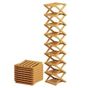 Generico Wood Shoe Rack 26x26x159cm, Multi-Tier Foldable Shoe Organizer Holder, Footwear Storage for Entryway Bedroom Closet Hallway Garage Mudroom Living Room Apartment