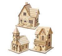 Genérico Wood Village Houses - Light Up Table Cabin | Led Light-Up House| Christmas Village House Craft Decoration | 3 Creative Hôuse Decor, Funny Holiday Decoration for Farmhouse, Bookshelves