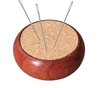 Generico Wooden Base with Cork Needle Pad - Round Needle Pad | Cork Pin Cushion | Round Corks Sewing Quilting Pincushion | Portable Handcraft Tool Versatile Quilting Accessories for Mom Friends