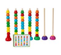 Generico Wooden Bead Stacking, Sorting Toys, Recognition Matching Puzzle Plaything, Educational Cognitive Toy for Counting, Sorting And Fine Motor Skills, Kids Age 3, Mixed Color