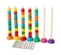 Generico Wooden Bead Stacking Toy, Adorable Color Sorting, Counting Puzzle Game, Portable Educational Matching Toy for Cognitive Development Ages 3 And Up, Kids, Mixed Colors
