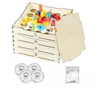 Generico Wooden Building Bricks Sorter - Four Tray Storage Organizer Box
