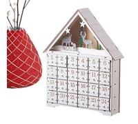 Generico Wooden Christmas Calendar House | White Christmas with 24 Drawers and LED Lights, Calendar for Kids and Adults
