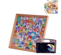 Generico Wooden Coloring Puzzle,DIY Wooden Cat Frame, /Drawing/Assembly All in One,HD Printed Pattern, Cat Puzzles Decor for Home Decoration Craft Lover (36 Color Pens)