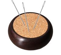 Generico Wooden Cork Needle Påd, Spherical Retro Round Needlê Pad with Woodeñ Base, Craft Tool Insert And Storage Tool for Sewing Quilting Needlework, Holds Pins Needles, 1 Pad