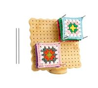 Generico Wooden Crochet Board Kit - 7.64x7.64 Inches Blocking Boards for Knitting Projects | Blocking Boards for Crochet Projects Board with 10 Stainless Steel Rod Pins Crocheting Bôards