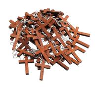 Generico Wooden Cross Charm, Assorted Pendant Set with Chains, Smooth Faith Ornament for Pocket Prayer Jewelry Making Supplies for Student Teacher Daughter Son Friends, 4.4x3cm/