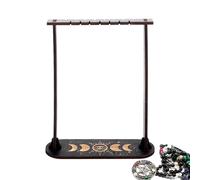 Generico Wooden Crystal Display Stand - 25x8cm Pine Holder, Black Tarot Shelf, Lightweight Divination Ornament with Triple Post Design | Crystal Rack for Nightstand, Study Desk, Home and Spir