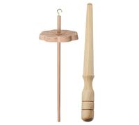 Generico Wooden Drop Spindle - Beech Hand Tool | 28cm Flower Carved Yarn Spinner & 30cm Nostepinne Stick | Ideal for Knitting, Weaving & Fiber Art Projects