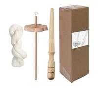 Generico Wooden Drop Spindle - Beech Hand Tool | 28cm Flower Carved Yarn Spinner & 30cm Nostepinne Stick | Ideal for Knitting, Weaving & Fiber Art Projects