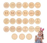 Generico Wooden Easter Reward Tokens - 27 PCS Material, Easter Bunny Tokens, Wood Easterr Bunny Egg Reward Tookens | Eaaster Prizes Stuffers, Eaaster Egg Fillers, Family Night Tookens for Kids